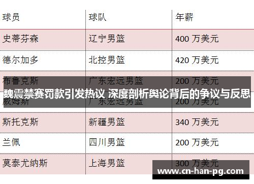 魏震禁赛罚款引发热议 深度剖析舆论背后的争议与反思